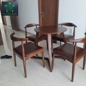 BỘ BÀN CAFE SỪNG TRÂU + BÀN CHỮ M D80 GỖ