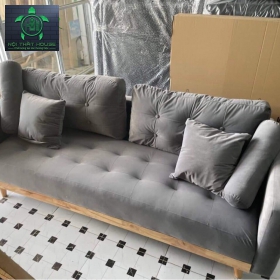 GHẾ SOFA BĂNG DÀI 1m86 VẢI NHUNG XÁM
