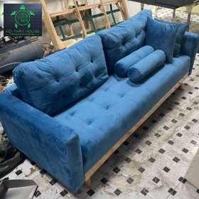 GHẾ SOFA BĂNG DÀI 1m86 VẢI NHUNG XANH