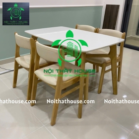 BỘ BÀN BELLA ĐÁ TRẮNG TINH 120 - CHÂN BÀN V