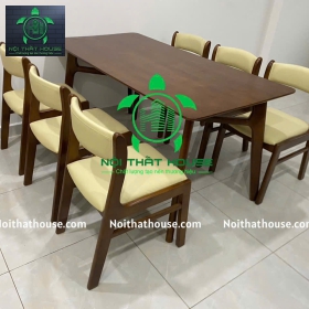 BỘ BÀN BELLA GỖ CAO SU 160 - CHÂN BÀN CHỮ V