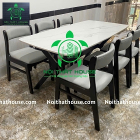 BỘ BÀN BELLA ĐÁ TRẮNG 160 - CHÂN BÀN X