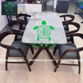 BỘ BÀN ĐÁ XÁM KANTE HIỆN ĐẠI 160 (GHẾ GỖ BÍCH ĐẸP)