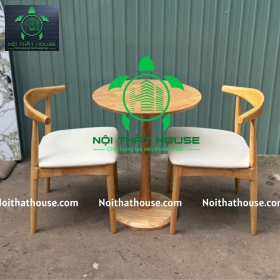 BỘ BÀN CAFE D60 GỖ CAO SU CHÂN TRỤ 