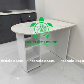 BÀN ĂN MẶT ĐÁ DECOR 1m2 CHÂN CÓ KỆ ĐỂ ĐỒ