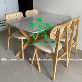 BỘ BÀN ĐÁ TRẮNG 120 GHẾ TỰA MÂY MẮT CÁO