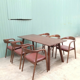 BỘ BÀN GỖ 180 + 6 GHẾ NEVA (GỖ TẦN BÌ)