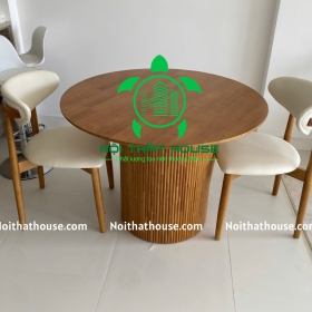 BỘ BÀN GỖ TRÒN 1M + 2 GHẾ ĂN ĐẸP