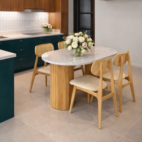 BỘ BÀN ĐÁ DECOR 140 GHẾ TỰA MÂY MẮT CÁO 