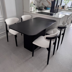 BỘ BÀN GỖ CHÂN THÙNG 140 DECOR ĐẸP