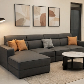SOFA BĂNG CHỖ NGỒI (CÓ GÓC L) KẾT HỢP BÀN TRÀ ĐÁ D700