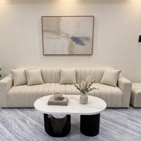SOFA BĂNG DECOR 2M6 KẾT HỢP BÀN TRÀ MẶT ĐÁ ĐẸP