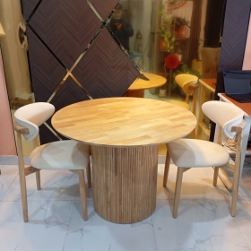 BỘ BÀN GỖ TRÒN 1M + 2 GHẾ ĂN ĐẸP
