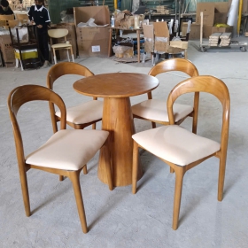 BỘ BÀN CAFE TRỤ ỐP D60 + 4 GHẾ NEVA GỖ ASH