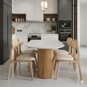 BỘ BÀN ĐÁ TRẮNG 120 GHẾ MÂY XINH
