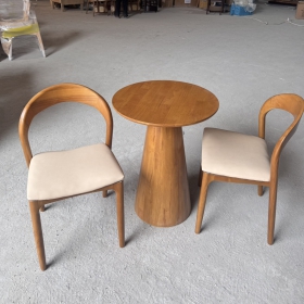 BỘ BÀN CAFE TRỤ ỐP D60 + 2 GHẾ NEVA GỖ ASH